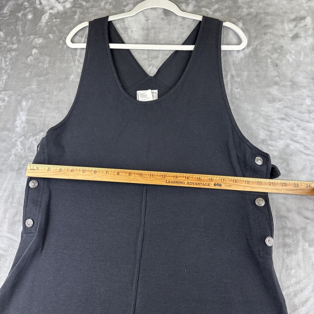 Vintage Erika Studio Overall Dress Women's‎ M Black Buttons Ribbed 90's (1250) - Picture 10 of 12